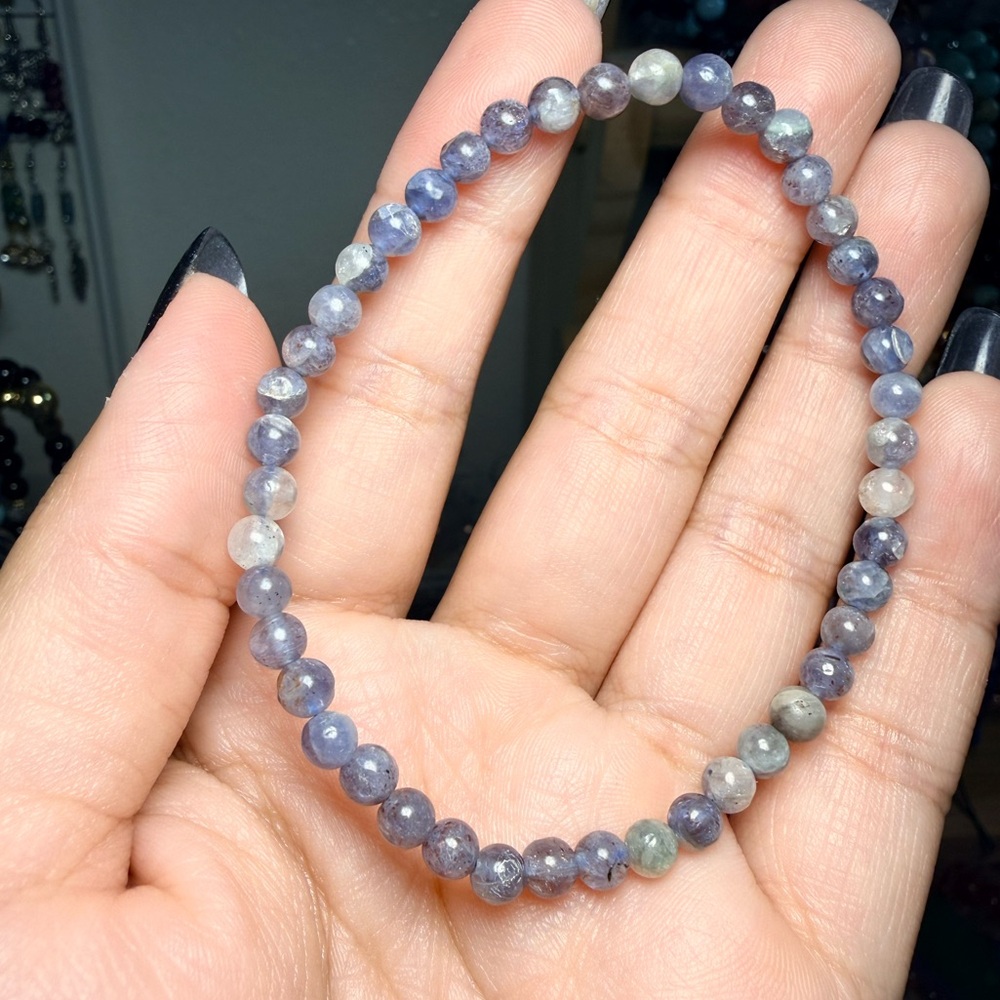 Iolite Bracelet 4mm Gemstone Stretch Bracelet